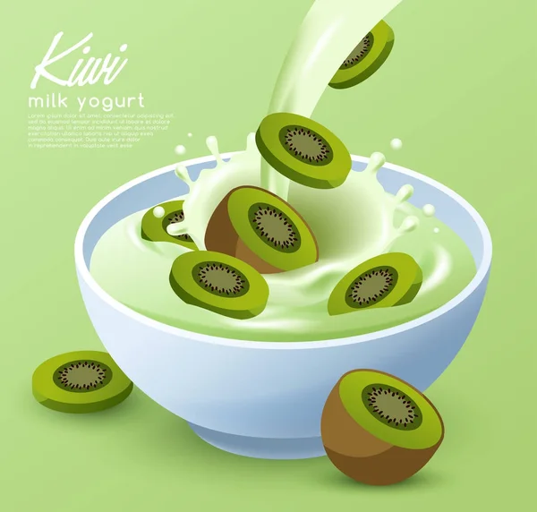 Kiwi und Milchjoghurt — Stockvektor