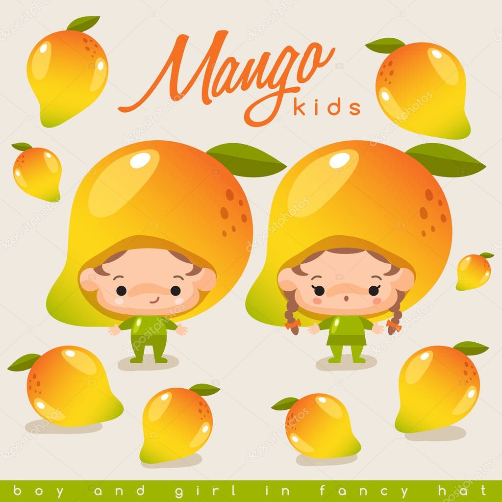 Boy and girl wearing mango hat