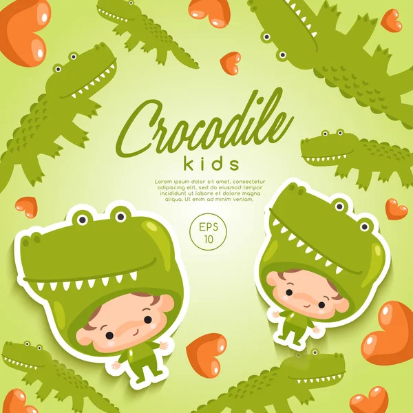 Aranyos rajzfilm krokodil minta — Stock Vector