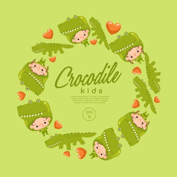 Motif crocodile dessin animé mignon — Image vectorielle