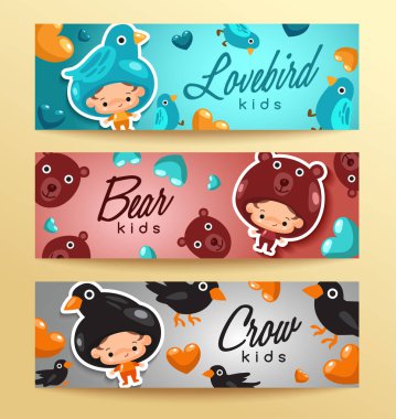 karikatür hayvanlar desen seti