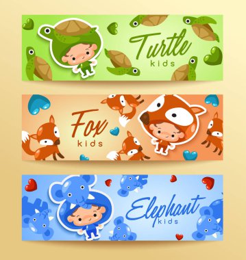 karikatür hayvanlar desen seti