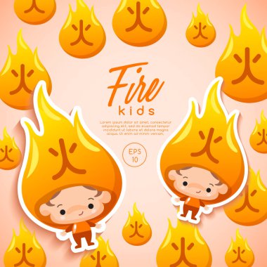 Çinli eleman yangın vektör çizim