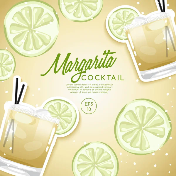 Sada Alkoholických Nápojů Koktejlů Margarita Vektorové Ilustrace — Stockový vektor