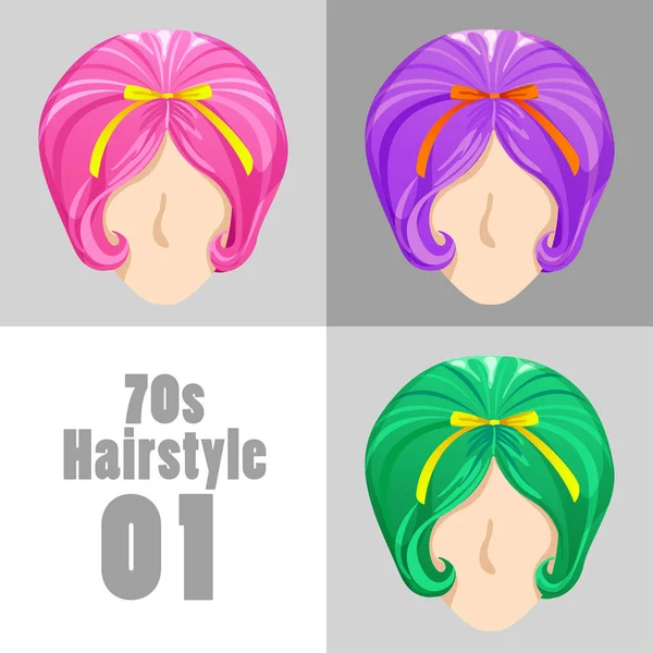 Ensemble Coiffure Vintage Des Années Illustration Vectorielle — Image vectorielle