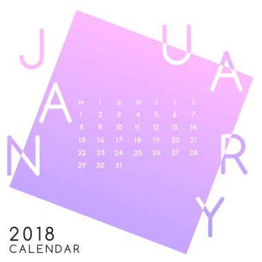 2018 Takvim düzeni tasarım Ocak, vektör çizim