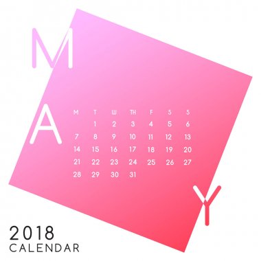 2018 Takvim düzeni tasarım Mayıs, vektör çizim