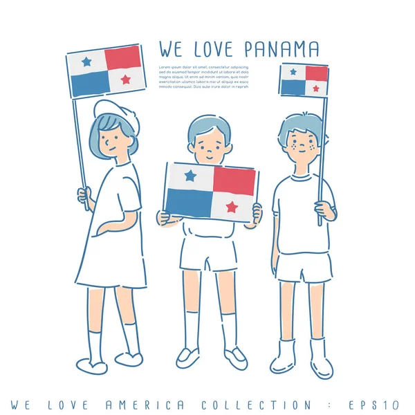 Beyaz Arka Plan Üzerinde Izole Mavi Kırmızı Beyaz Renklerde Panama — Stok Vektör