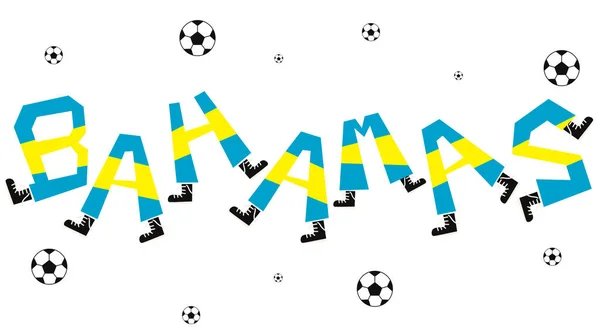Calcio Bandiera Delle Bahamas Con Divertente Alfabeto Vettore Illustrazione — Vettoriale Stock