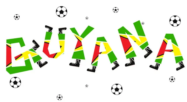 Bandiera Calcio Della Guyana Con Alfabeto Divertente Illustrazione Vettoriale — Vettoriale Stock