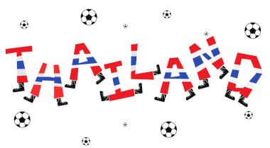 Komik alfabesi ile Tayland bayrağı futbol illüstrasyon vektör