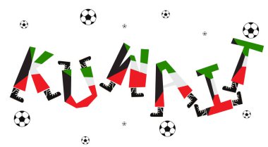 Kuveyt bayrağı futbol komik alfabesi ile vektör çizim