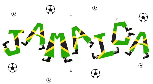 Fußballfahne Von Jamaika Mit Lustigem Alphabet Vektorillustration — Stockvektor