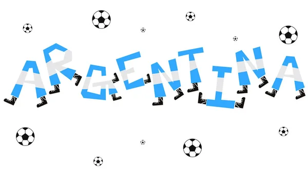 Drapeau Football Argentine Avec Alphabet Drôle Vecteur Illustration — Image vectorielle