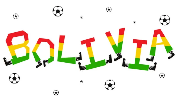 Fußballfahne Von Bolivien Mit Lustigem Alphabet Vektorillustration — Stockvektor