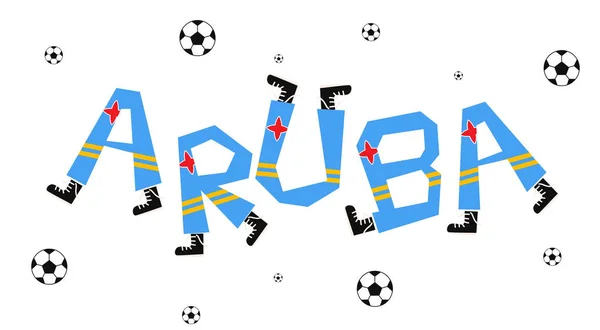 Calcio Bandiera Aruba Con Alfabeto Divertente Vettoriale Illustrazione — Vettoriale Stock