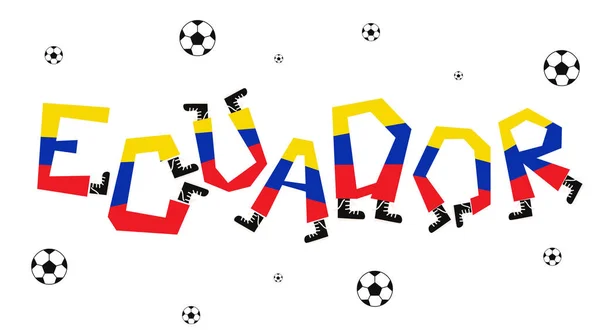 Drapeau Football Equateur Avec Alphabet Drôle Vecteur Illustration — Image vectorielle