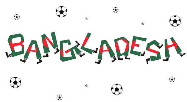 Fußballfahne Von Bangladesh Mit Lustigem Alphabet Vektorillustration — Stockvektor