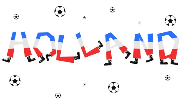 Fußballfahne Von Holland Mit Lustigem Alphabet Vektorillustration — Stockvektor