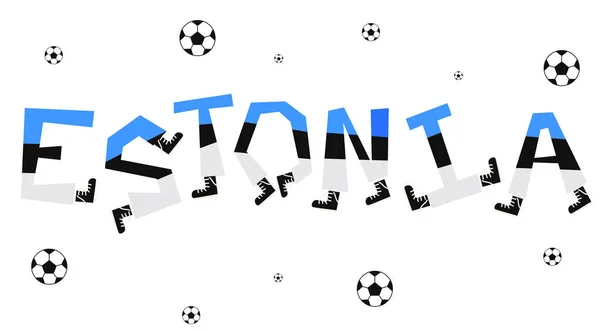 Calcio Bandiera Estonia Con Alfabeto Divertente Vettoriale Illustrazione — Vettoriale Stock