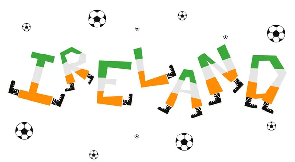 Futebol Bandeira Irlanda Com Alfabeto Engraçado Vetor Ilustração — Vetor de Stock