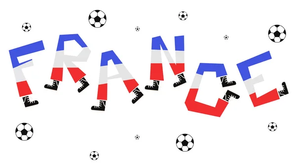 Futebol Bandeira França Com Alfabeto Engraçado Vetor Ilustração — Vetor de Stock