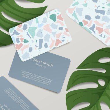 Güzel Terrazzo desen kartvizit şablonuna: vektör çizim
