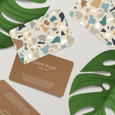 Güzel Terrazzo desen kartvizit şablonuna: vektör çizim