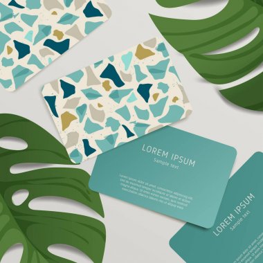 Güzel Terrazzo desen kartvizit şablonuna: vektör çizim