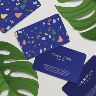 Güzel Terrazzo desen kartvizit şablonuna: vektör çizim