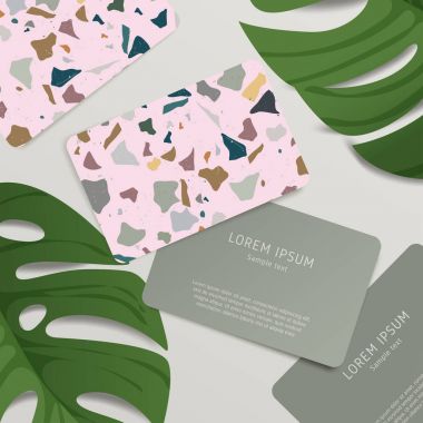 Güzel Terrazzo desen kartvizit şablonuna: vektör çizim