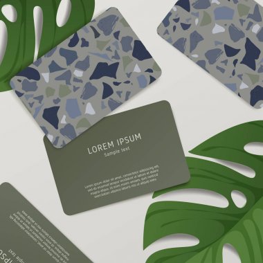 Güzel Terrazzo desen kartvizit şablonuna: vektör çizim