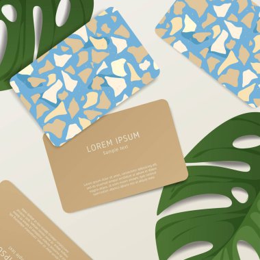 Güzel Terrazzo desen kartvizit şablonuna: vektör çizim