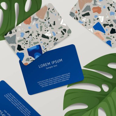 Güzel Terrazzo desen kartvizit şablonuna: vektör çizim