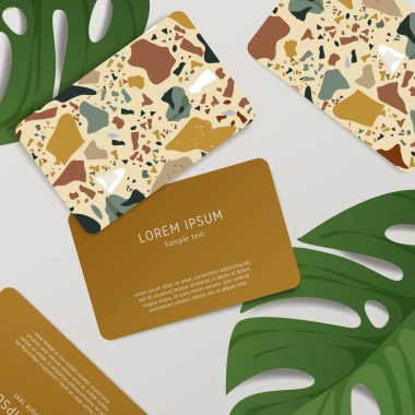 Güzel Terrazzo desen kartvizit şablonuna: vektör çizim