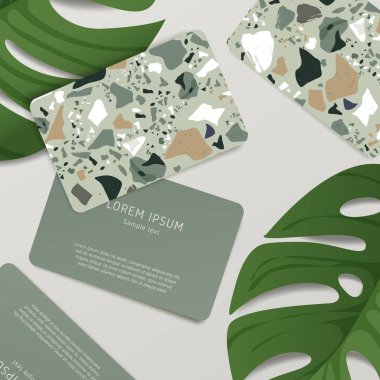 Güzel Terrazzo desen kartvizit şablonuna: vektör çizim