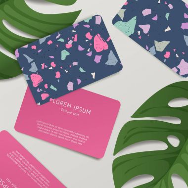 Güzel Terrazzo desen kartvizit şablonuna: vektör çizim