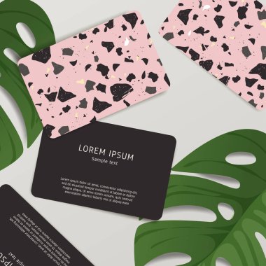 Güzel Terrazzo desen kartvizit şablonuna: vektör çizim