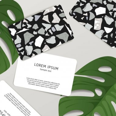 Güzel Terrazzo desen kartvizit şablonuna: vektör çizim