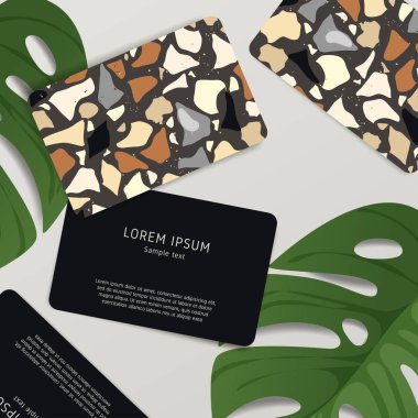 Güzel Terrazzo desen kartvizit şablonuna: vektör çizim