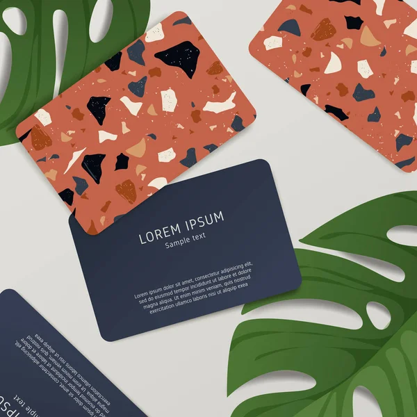 Güzel Terrazzo desen kartvizit şablonuna: vektör çizim