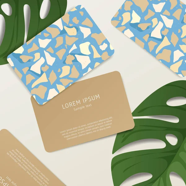 Güzel Terrazzo desen kartvizit şablonuna: vektör çizim