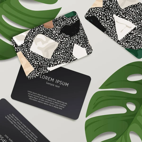 Güzel Terrazzo desen kartvizit şablonuna: vektör çizim