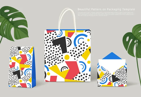 Modèle Créatif Sur Emballage Sacs Papier Enveloppe Illustration Vectorielle — Image vectorielle