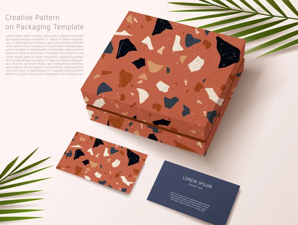 Patrón Terrazo Plantilla Embalaje Caja Regalo Tarjeta Visita Vector Ilustración — Vector de stock