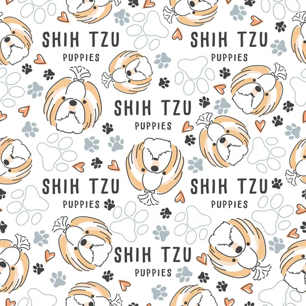 Dog Breed Collection Seamless Pattern Vector Illustration — Stock Vector