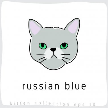 Rus mavi kedi vektör çizim 