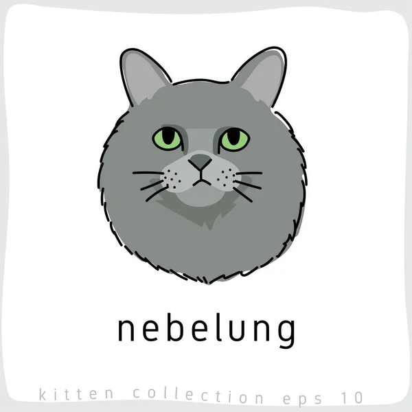 Εικονογράφηση Διάνυσμα Γάτα Nebelung — Διανυσματικό Αρχείο