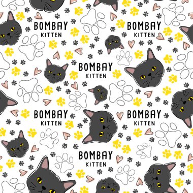 Kedi doğurmak koleksiyonu: Dikişsiz desen: vektör çizim