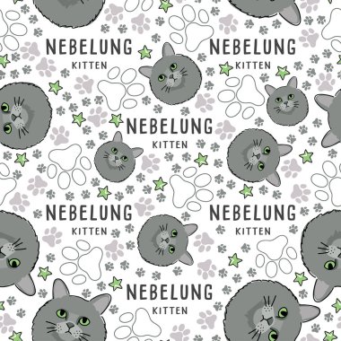 Kedi doğurmak koleksiyonu: Dikişsiz desen: vektör çizim